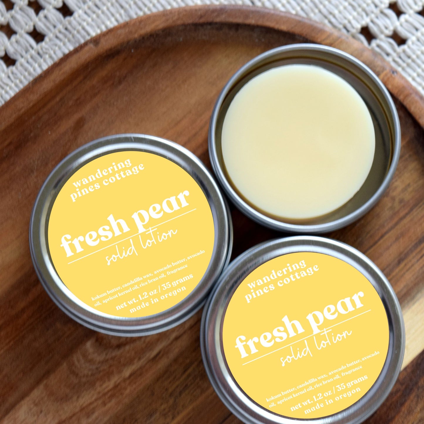 Pear Solid lotion bar Tin