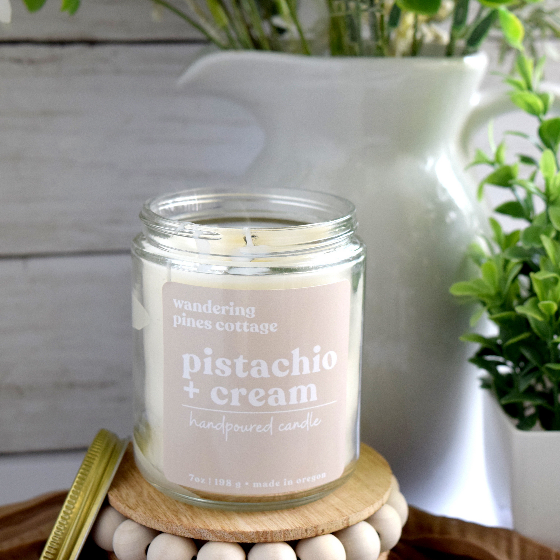 pistachio and cream candle - wandering pines cottage