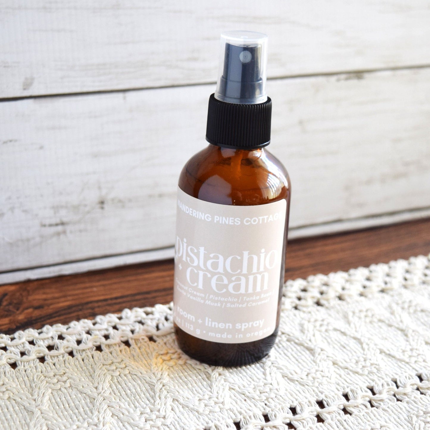 pistachio and cream room spray in  glass bottle - wandering pines cottage