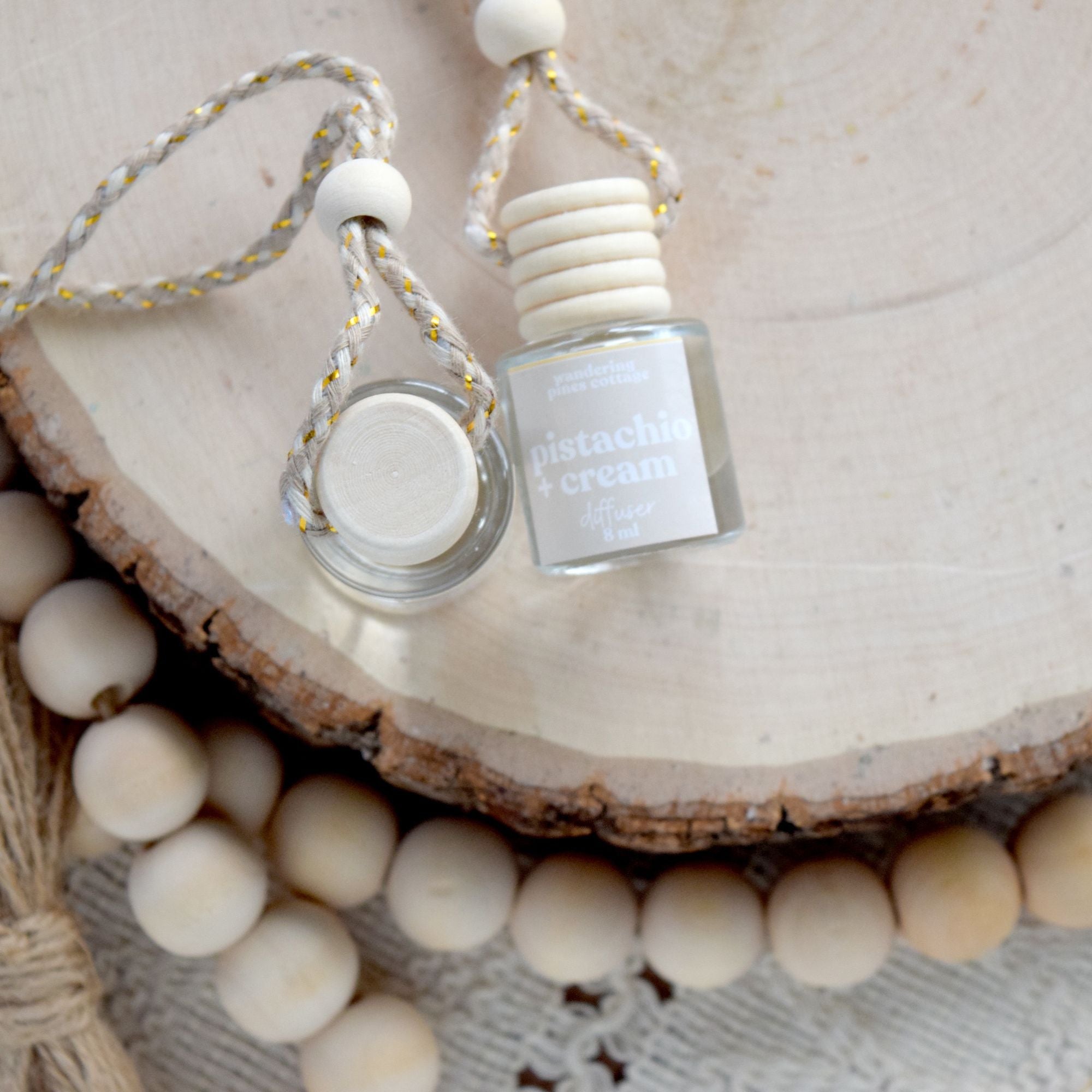 Pistachio and Cream Hanging Car Diffuser – Wandering Pines Cottage