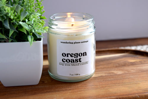 oregon coast ocean scented candle - wandering pines cottage