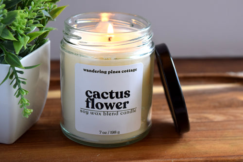 cactus flower succulent candle - wandering pines cottage