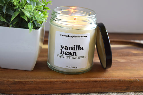 vanilla bean scented candle - wandering pines cottage