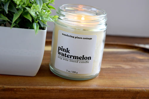 pink watermelon candle - wandering pines cottage