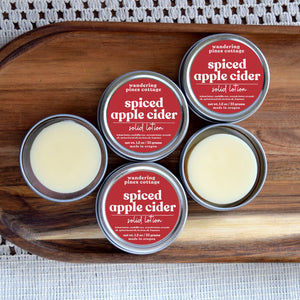 spiced apple cider solid lotion tin - wandering pines cottage