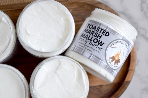 toasted marshmallow body butter  cream - wandering pines cottage