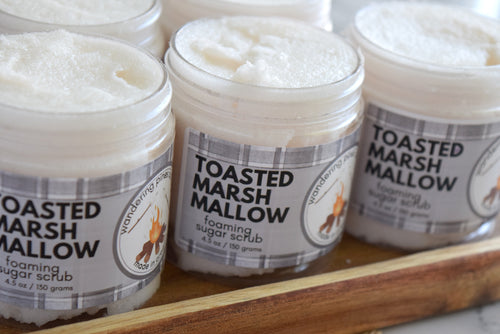 toasted marshmallow foaming sugar scrub - wandering pines cottage