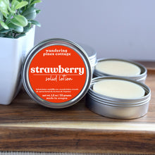 Load image into Gallery viewer, Strawberry Scented Solid Lotion in a Tin