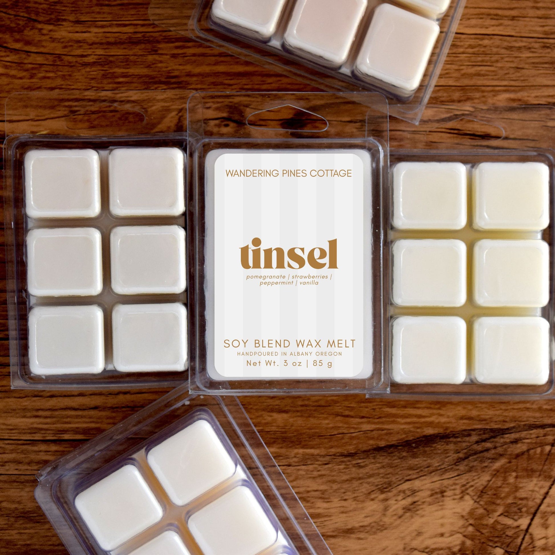 tinsel christmas wax melts - wandering pines cottage