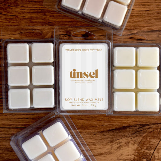 tinsel christmas wax melts - wandering pines cottage