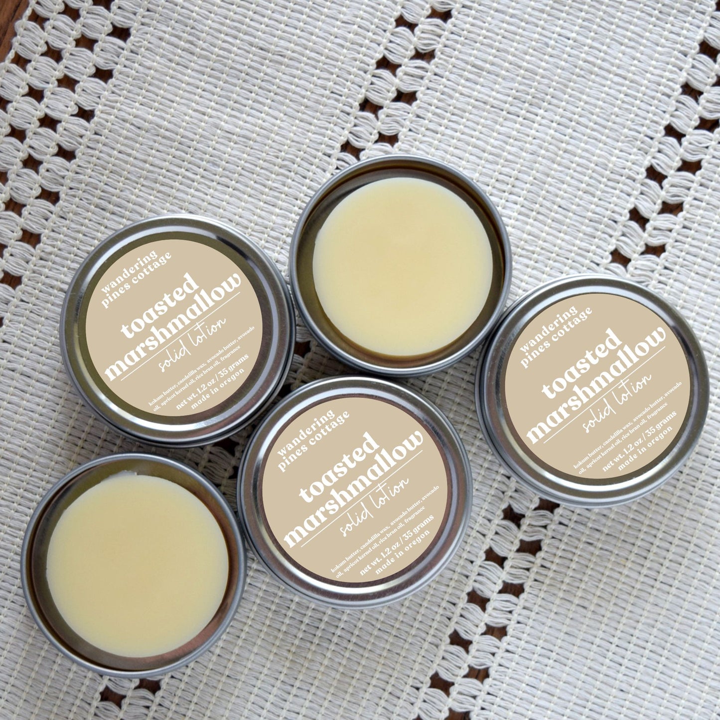 Toasted Marshmallow Solid Lotion Bar in a Tin