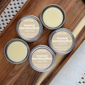 Toasted Marshmallow Solid Lotion Bar in a Tin