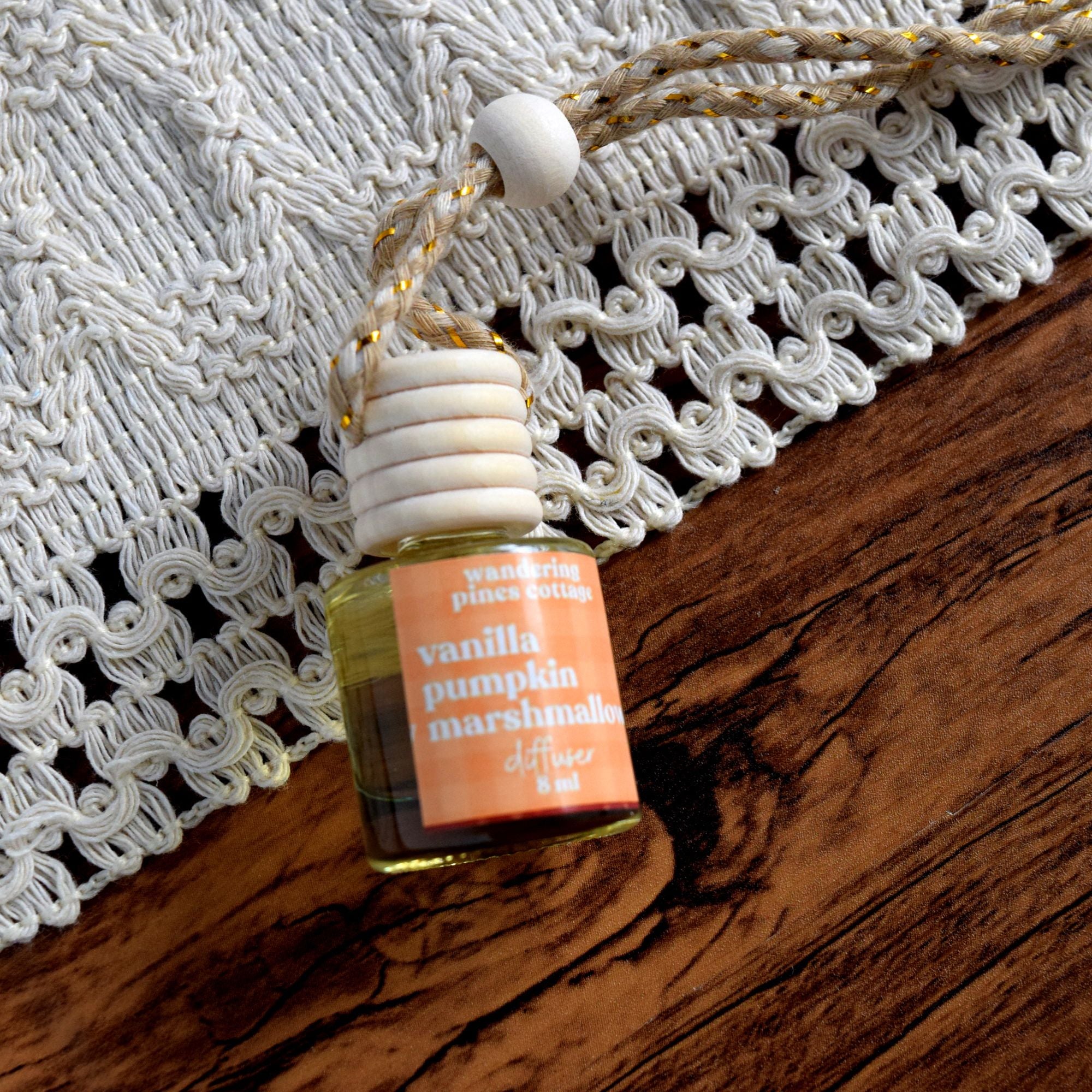 Vanilla Pumpkin Marshmallow Hanging Car Diffuser – Wandering Pines Cottage