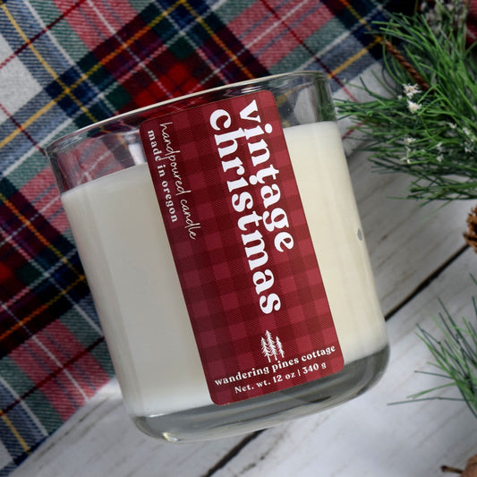vintage christmas candle 12 oz - wandering pines cottage