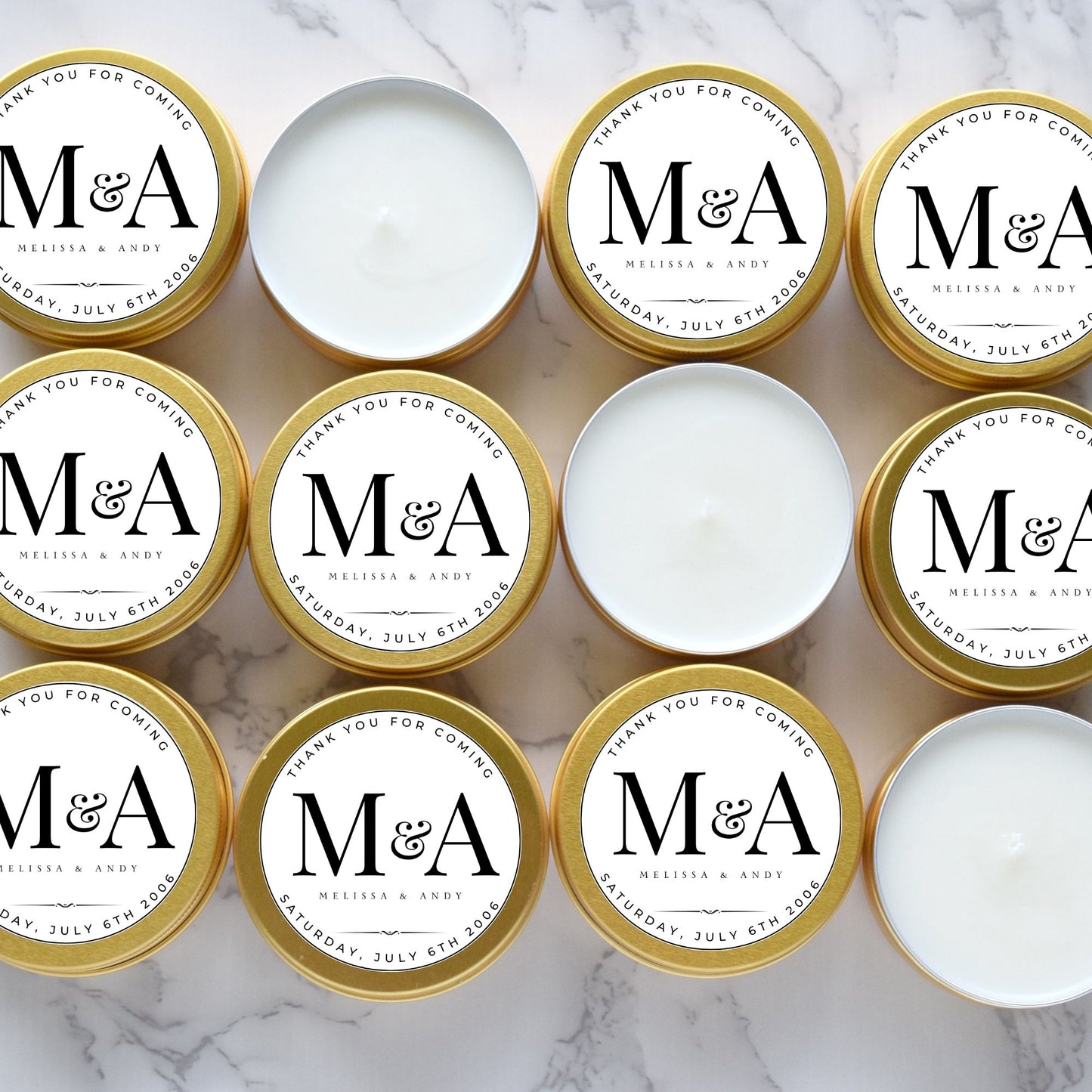 Custom Order Favors Candle Gold Tin