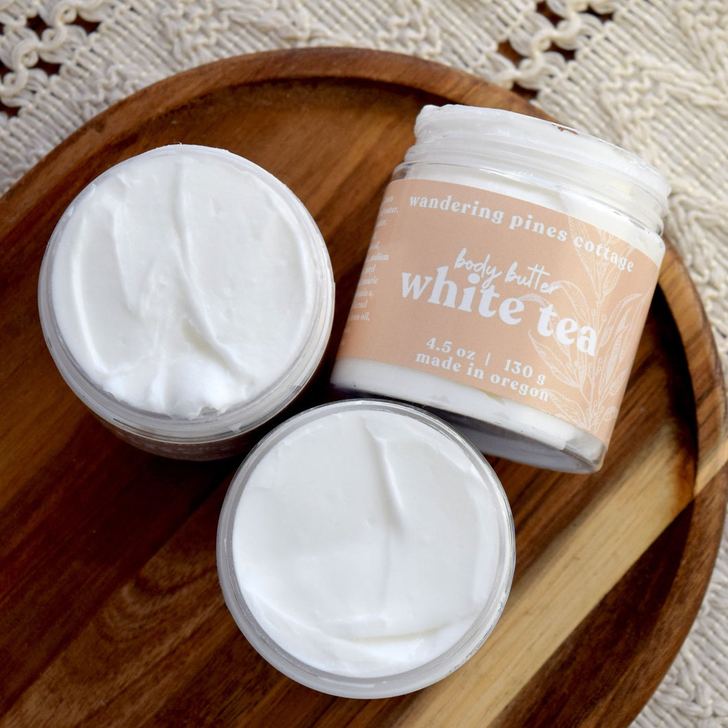 white tea body butter lotion - wandering pines cottage