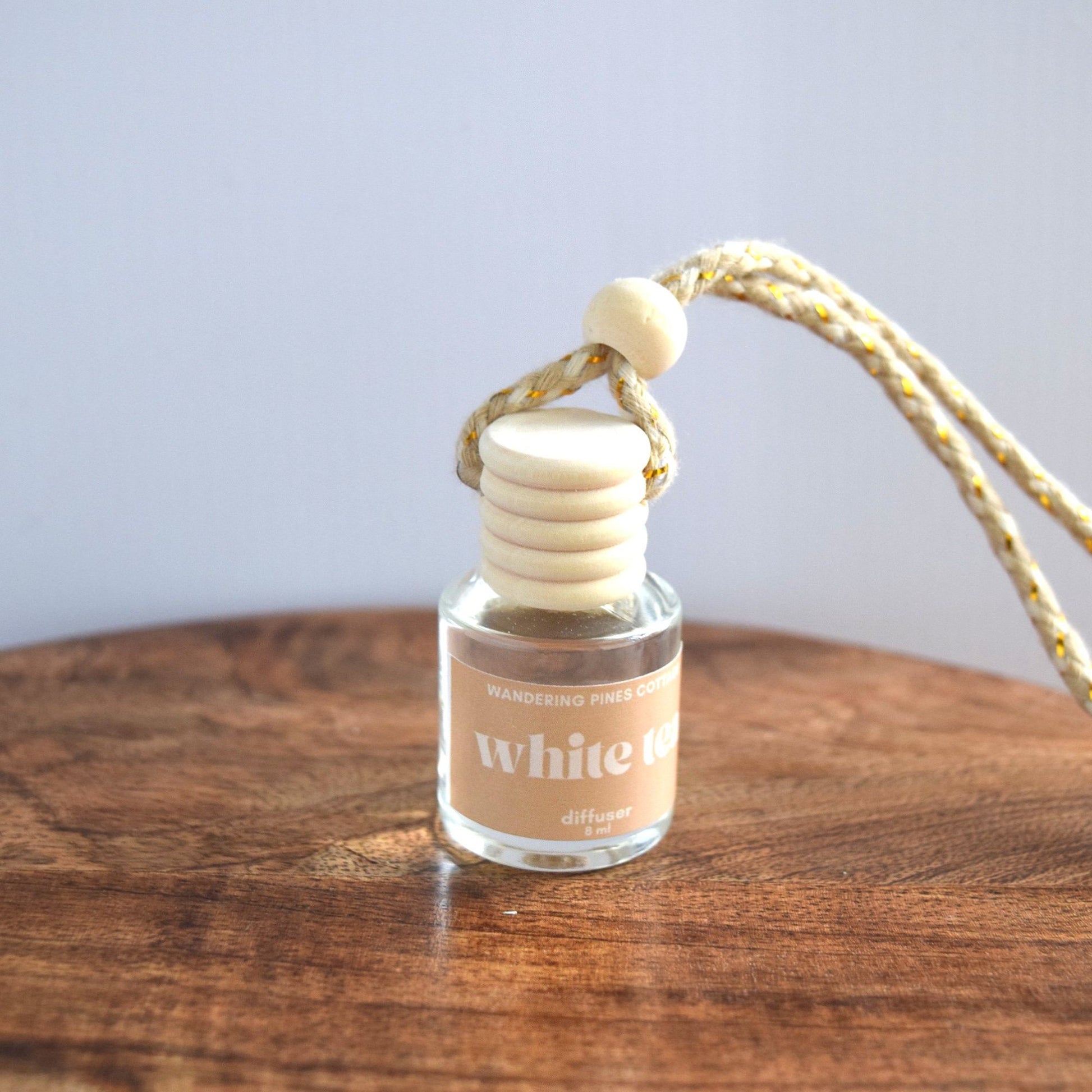 white tea hanging diffuser-  wandering pines cottage