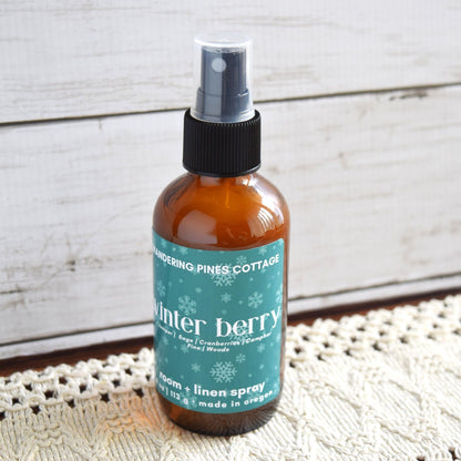 winter berry room spray with glass bottle - wandering pines cottage
