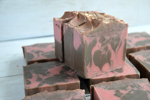 chocolate raspberry drizzle soap - wandering pines cottage