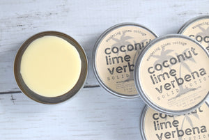 coconut lime verbena solid lotion - wandering pines cottage