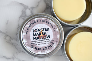 Toasted Marshmallow Solid Lotion Bar in a Tin