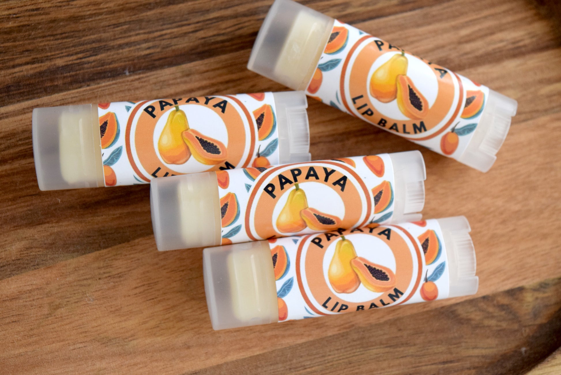 papaya lip balm - wandering pines cottage