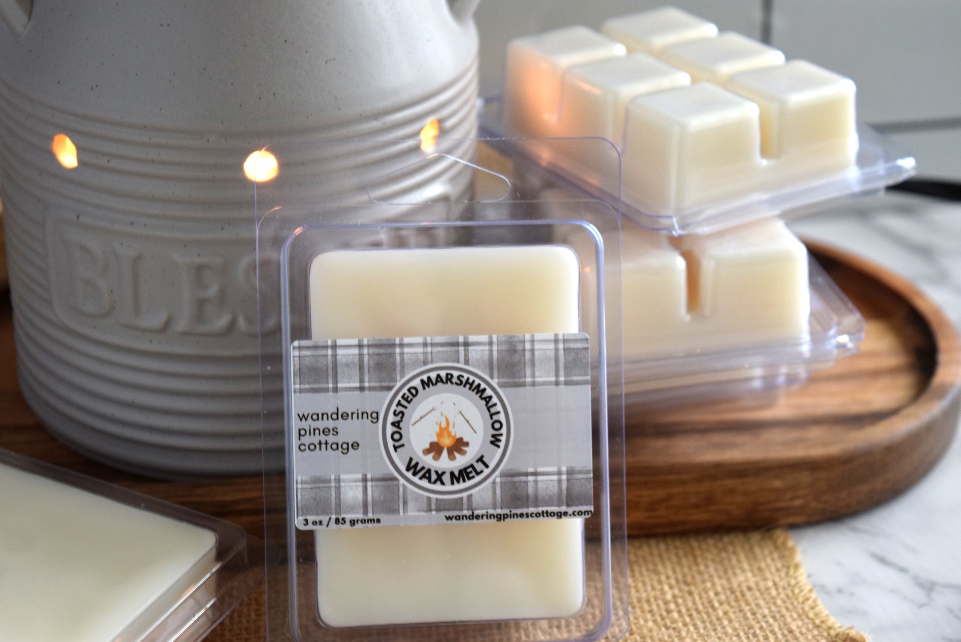 toasted marshmallow clamshell wax melts - wandering pines cottage