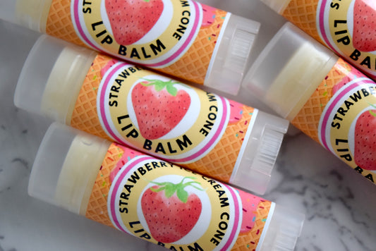 strawberry ice cream cone lip balm - wandering pines cottage