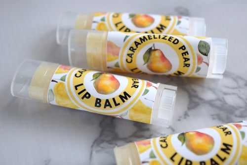 caramelized pear lip balm - wandering pines cottage