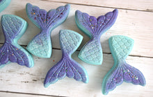 Load image into Gallery viewer, mermaid tail bath bomb with glitter  - wandering pines cottage