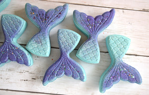 mermaid tail bath bomb with glitter  - wandering pines cottage