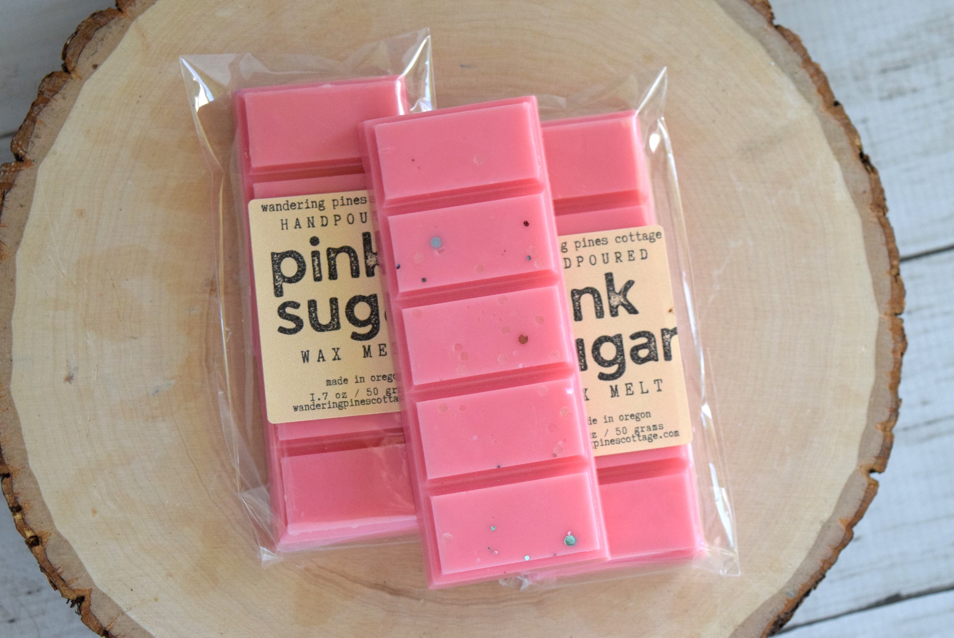 Pink sugar wax melt -wandering pines cottage
