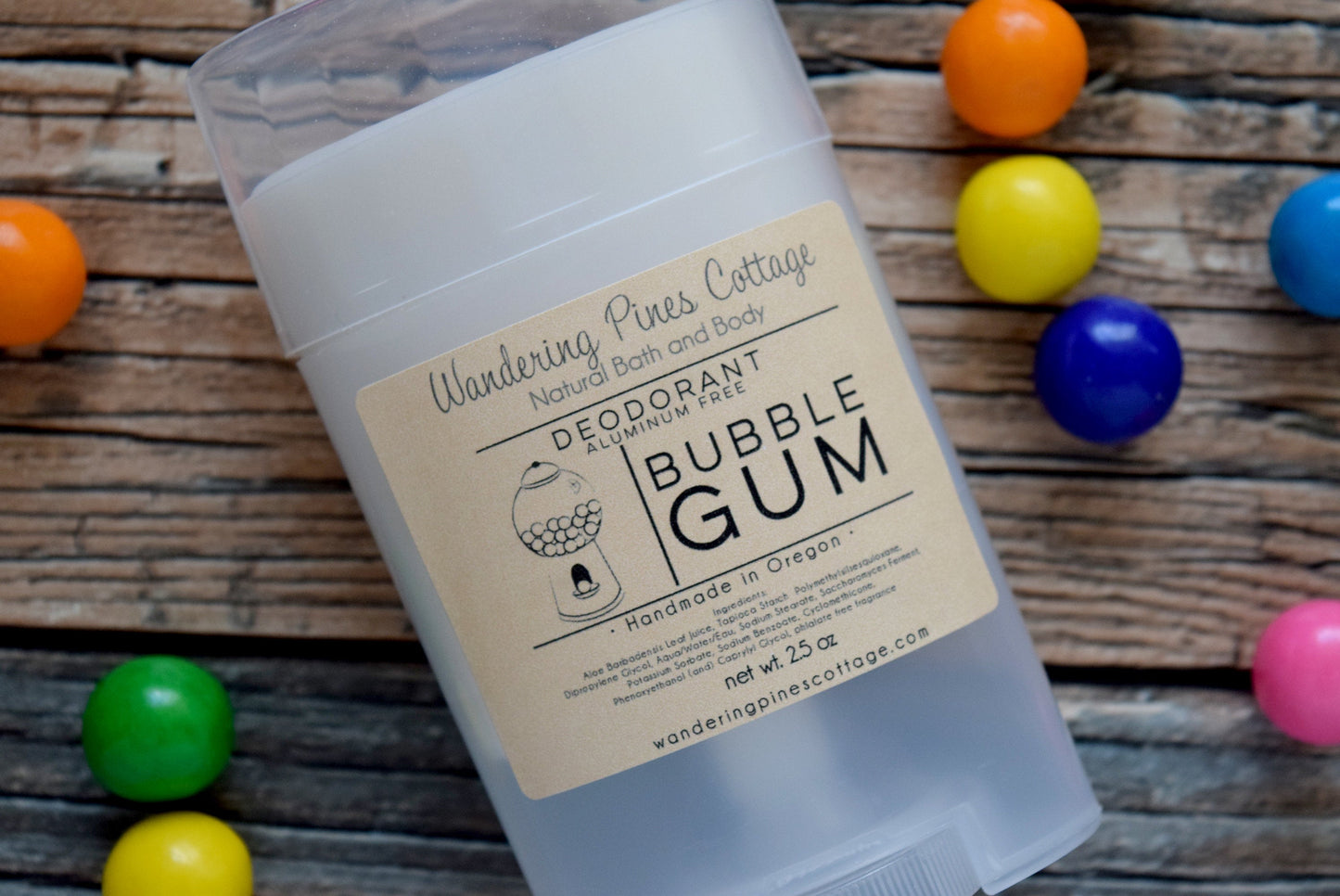 Solid Deodorant stick scented in Bubblegum