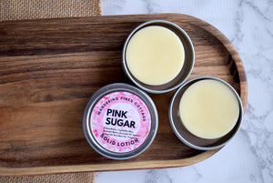 pink sugar solid lotion tin - wandering pines cottage