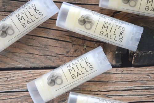 malted milk ball flavored lip balm - wandering pines cottage