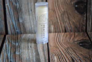 natural lip balm peaches and coconut - wandering pines cottage