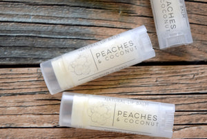 peaches and coconut vegan lip balm - wandering pines cottage