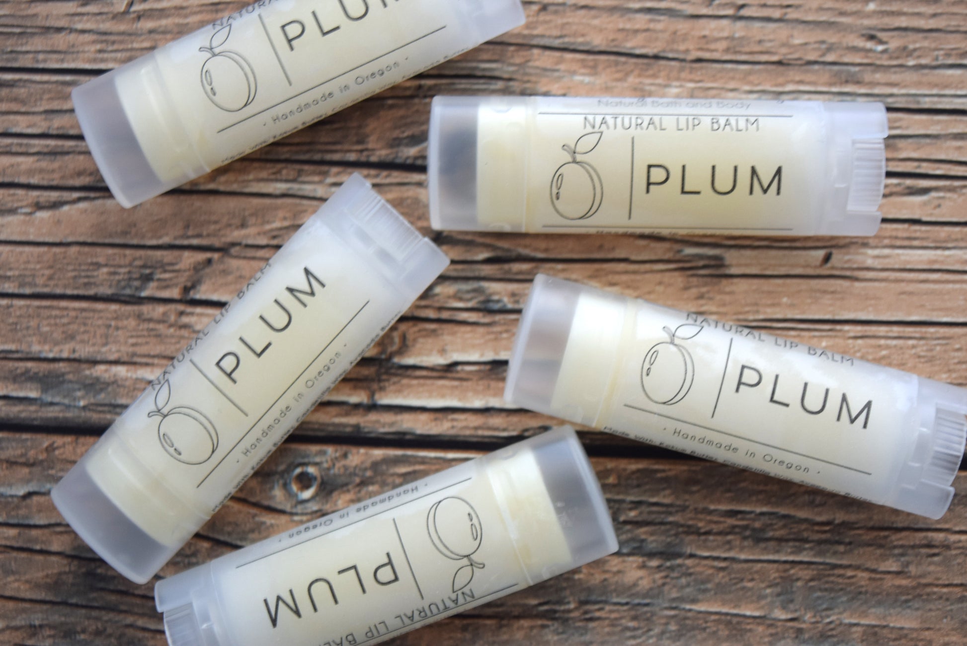 natural vegan lip balm flavored in plum - wandering pines cottage
