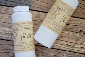 Natural body powder scented in cucumber melons - wandering pines cottage