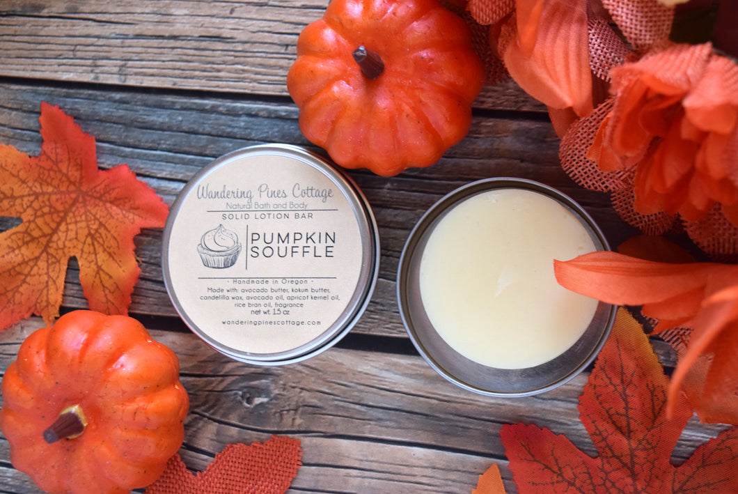 Pumpkin Souffle lotion tin - wandering pines cottage
