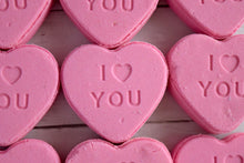 Load image into Gallery viewer, conversation heart pink I love you bath bomb - wandering pines cottage